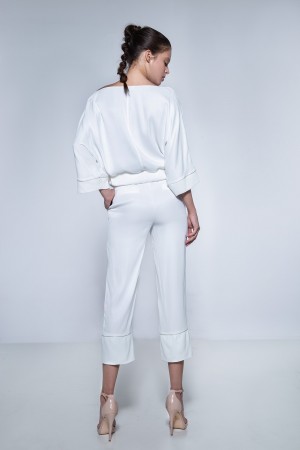 High-waisted straight-line viscose trousers