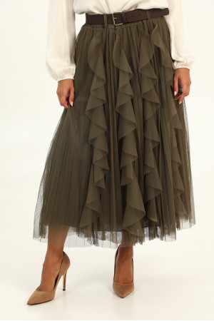 tensione in Pull-on plisse midi skirt with layers 
